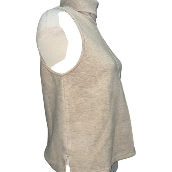 OGL FuzzLuxe Turtle Neck Split Hem Top Sz Medium Womens Beige Heathered - Picture 15 of 15